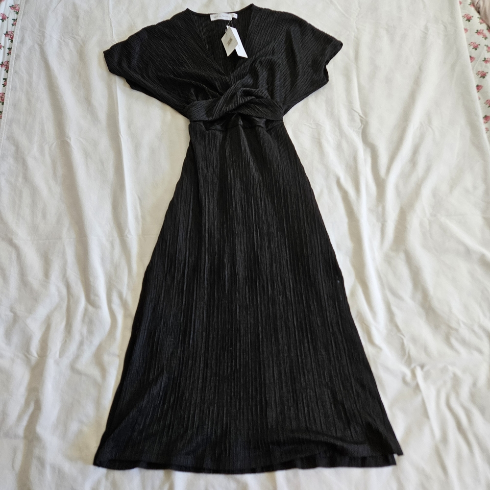 All in Favor Elegant Black Midi Dress